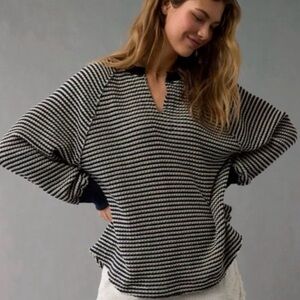 AE big hug notch neck waffle sweatshirt